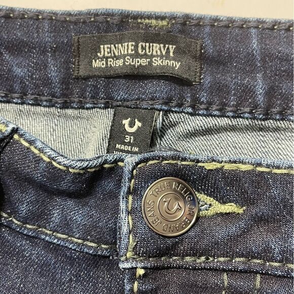 True Religion Jennie Curvy Mid Rise Super Skinny dark wash denim jeans - 31 - Picture 5 of 11